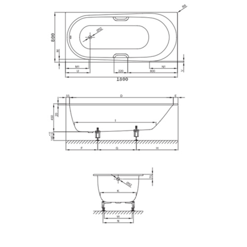 Ванна стальная Bette Comodo 1251-000 180х80 встраиваемая прямоугольная без ножек - фото 2