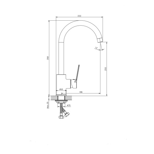 Смеситель для кухни Rush Siple SI7335-60Black на мойку хром - фото 2