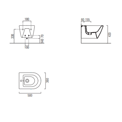 Биде GSI Kube X 9464111_УЦ/3 подвесное (уколы на чаше и ободке) - фото 4