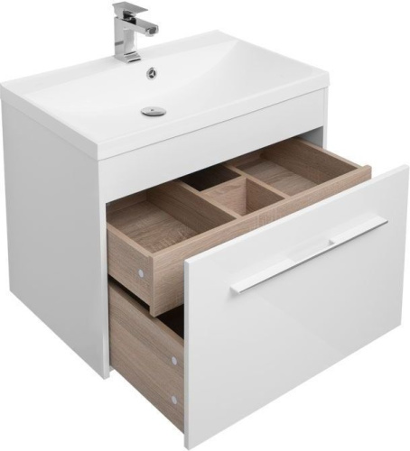 Комплект мебели: тумба с раковиной + зеркало-шкаф Aquanet Августа 00287682 75x48x140 подвесной цвет белый - фото 4