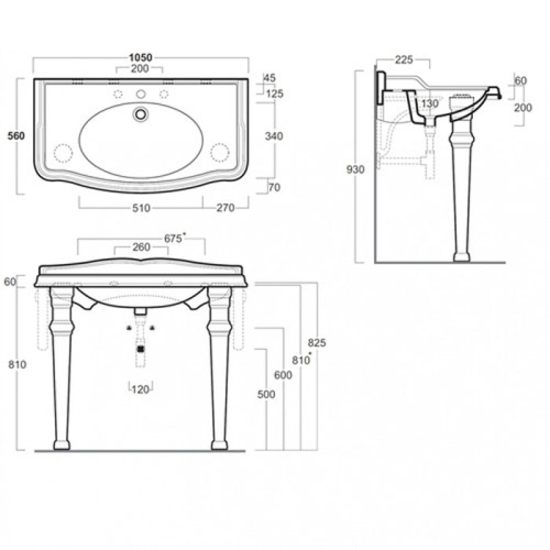 Консоль под раковину TW collection TWBR874.1сr 105х56х85 напольная цвет хром - фото 2