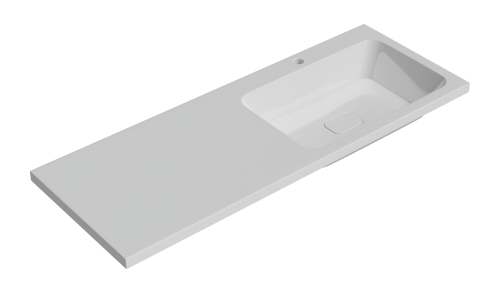 Раковина мебельная из литьевого мрамора Misty Kamilla 120 правая 4627173210010 120х48 над стиральной машиной цвет белый 1 отверстие под смеситель - фото 3