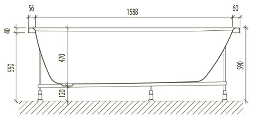 Ванна акриловая Aquanika Form A1017075026 170х75 пристенная прямоугольная без каркаса - фото 4