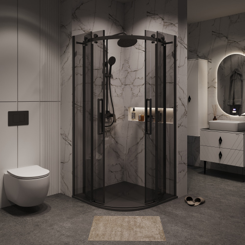 Душевой уголок Grossman Classic 301.K33.04.9090.21.10 90х90 стекло тонированное профиль черный матовый без поддона - фото 4