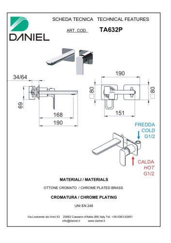 Смеситель Daniel Tiara TA632P-15 встраиваемый в стену черный матовый - фото 2