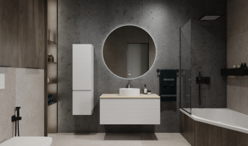 Шкаф-пенал Jorno COSSETY Coss.04.124/P/W/JR 33х27х124 подвесной цвет белый - фото 2