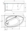 Ванна акриловая гидромассажная Timo IVA IVA1610L-KTIVA16-SPV1505-T-CM-T-BM-T-CT 160х100 пристенная асимметричная с каркасом