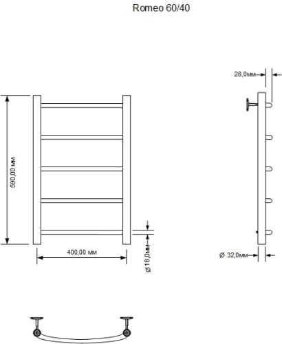 Полотенцесушитель Aquanet Romeo 00266723 40х60 водяной хром - фото 2