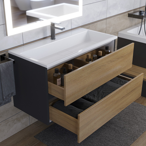 Раковина из литьевого мрамора Uperwood Barsa 2901120346 90х45 полувстраиваемая цвет белый - фото 5