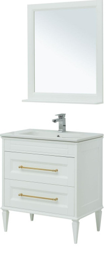 Комплект мебели: тумба с раковиной 78x47x65 + зеркало Aquanet Бостон М 00281191 напольный/подвесной цвет белый - фото 3