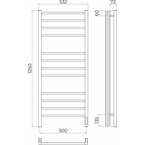 Полотенцесушитель Terminus 4670078544377 53х125 электрический хром - фото 3