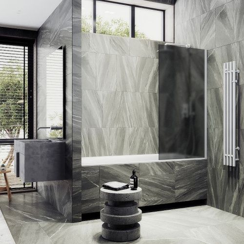 Душевая шторка на ванну Maybah Glass MGV-87-1ш 70х140 стекло тонированное профиль белый ориентация универсальная - фото 3