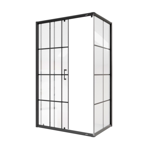 Душевой уголок Cerutti SPA MUZA120 N 80х120 стекло прозрачное с рисунком профиль черный без поддона - фото 4