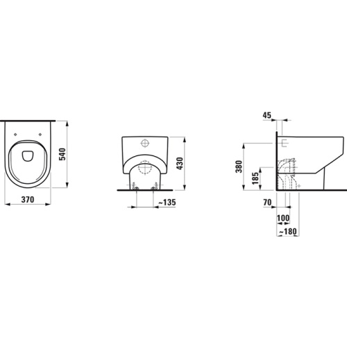Чаша унитаза напольная Laufen Sonar 8.2334.1.757.000.1 цвет белый матовый без сиденья и безободковая душевой смыв - фото 2