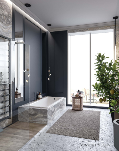 Ванна чугунная Vinsent Veron Square VSQ1707545H/E60327CH-AS 170х75 пристенная прямоугольная с ножками с ручками - фото 3