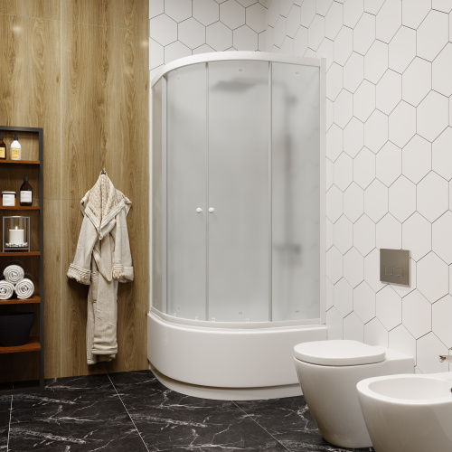 Душевой уголок Parly ZF80 80х80 стекло матовое профиль белый с поддоном - фото 4