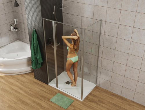 Душевой уголок Allen Brau Priority 3.31001.00 + 3.31019.00 90х100 стекло прозрачное профиль хром глянцевый без поддона - фото 3