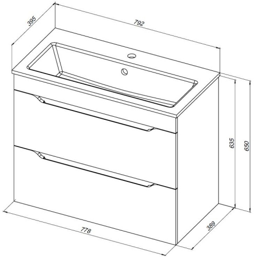 Тумба под раковину Aquanet Практика 00330460 78х39х64 напольная/подвесная цвет синий - фото 2