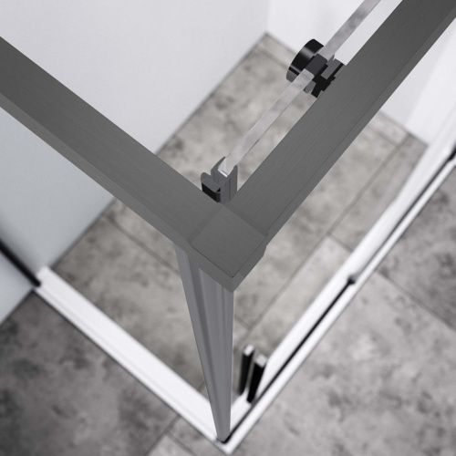 Душевой уголок Vincea Slim-N VSR-4SN9014CLGM 140х90 стекло прозрачное профиль вороненая сталь без поддона - фото 3