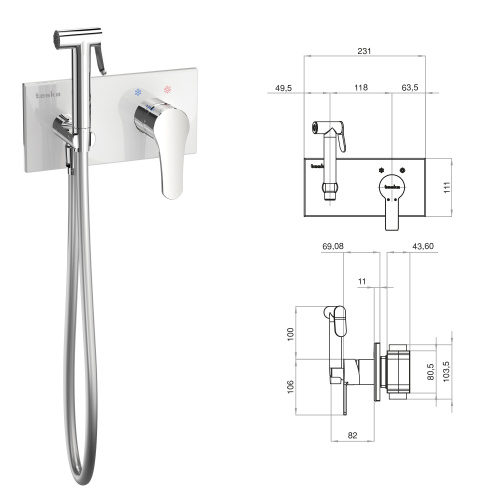 Гигиенический душ Teska ELSA BTK6410W хром/белое стекло - фото 2
