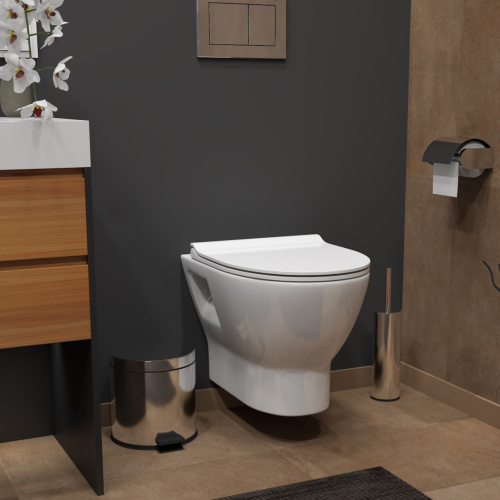 Унитаз подвесной Teymi Ritta T40809 белый с сиденьем микролифт безободковый каскадный смыв - фото 3