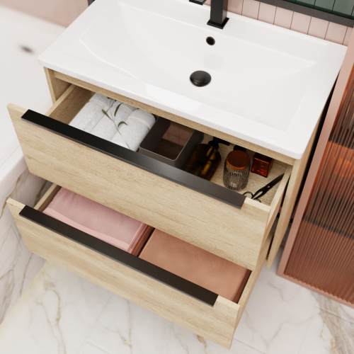 Тумба с раковиной La Fenice TESORO NFNC-01-TES-DNN-100-2-3-100 101х63х47 подвесная цвет светло-коричневый - фото 4