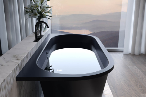 Ванна из искусственного камня Holbi GALATEA 1.01.003.11.3 169х77 пристенная овальная - фото 2