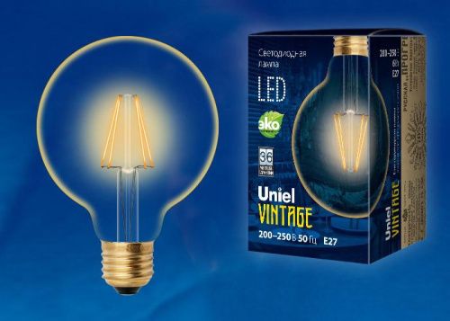 Лампа светодиодная филаментная Uniel Vintage (Винтаге) LED-G125-8W/GOLDEN/E27 GLV21GO - фото 2