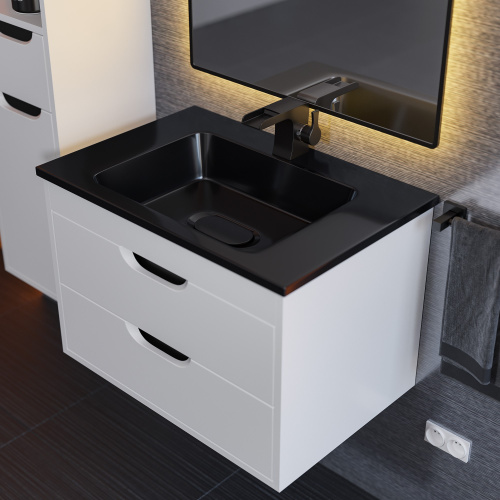 Раковина из литьевого мрамора Uperwood Modul 29110202339 62х45 полувстраиваемая цвет черный - фото 2