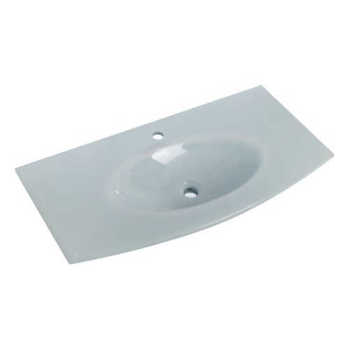 Раковина стеклянная Cezares 82416 101х55 подвесная цвет белый глянцевый 1 отверстие под смеситель - фото 2