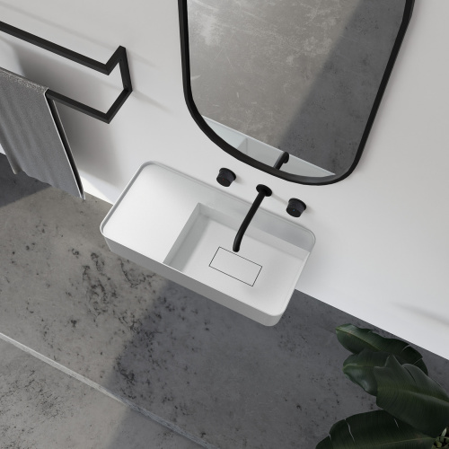 Раковина из искусственного камня Abber STEIN AS2627-0.8 80х40 подвесная цвет белый матовый без отверстий под смеситель - фото 4