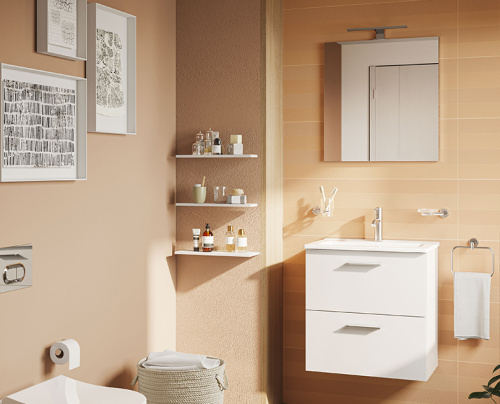 Комплект мебели: тумба 60х39х62 + раковина + зеркало Vitra Mia 75021 подвесной цвет белый глянцевый - фото 2