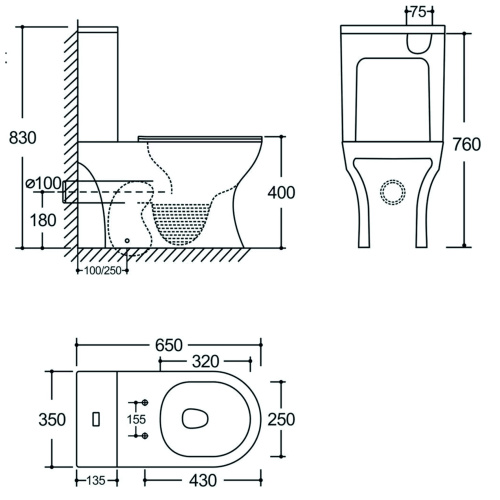 Унитаз напольный с бачком Logan 00342797 белый с сиденьем микролифт безободковый смыв торнадо - фото 2