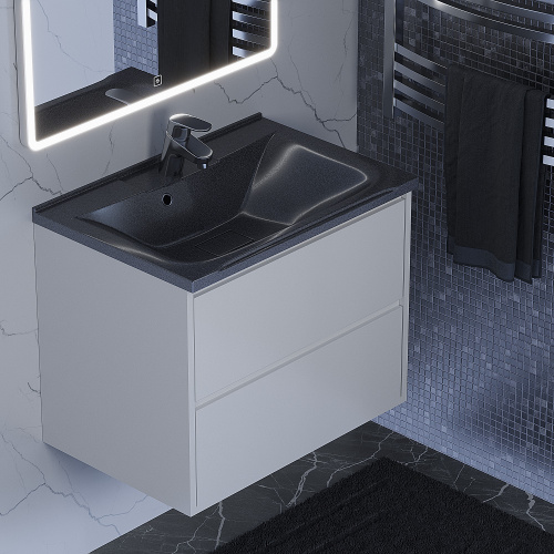 Раковина из литьевого мрамора Uperwood Elen 291120418 64х45 полувстраиваемая цвет черный - фото 2