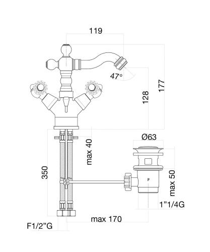 Смеситель Fiore 08OO0635 на биде золото - фото 3