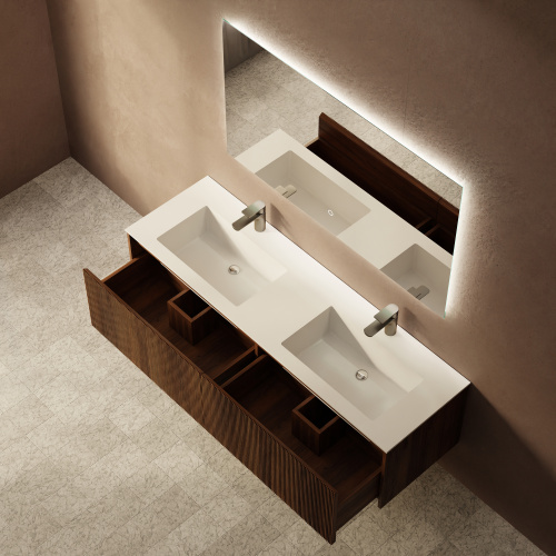 Тумба с раковиной+зеркало Art Decco Camilla (Камилла) ACM15W22D1M0 150x45x40 подвесная цвет черный орех - фото 3