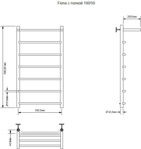 Полотенцесушитель Aquanet Fiona 00266742 50х100 водяной хром - фото 2