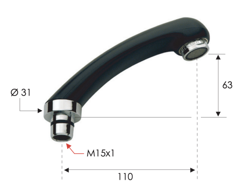 Излив Remer K66DONE настенный черный матовый - фото 2