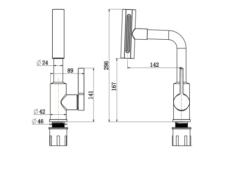 Смеситель для кухни Tinos TI3732-17Black на раковину/столешницу черный матовый - фото 2