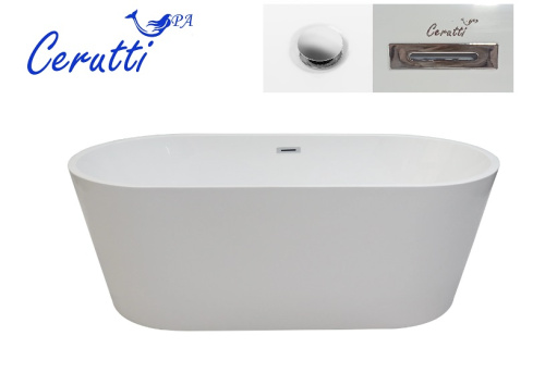 Ванна акриловая Cerutti SPA CT10866 160х75 отдельностоящая овальная с ножками - фото 4