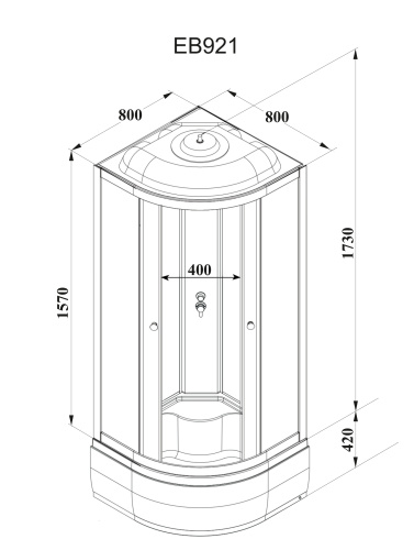 Душевая кабина Parly Bianco EB921 90х90 четверть круга с крышей ориентация универсальная - фото 5