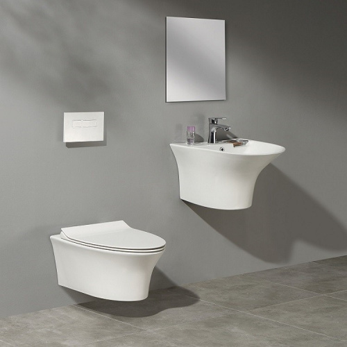 Раковина из санфаянса CeramaLux NB165 57х50 подвесная цвет белый 1 отверстие под смеситель - фото 5