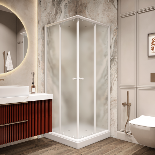 Душевой уголок Parly ZFQ81 80х80 стекло матовое профиль белый с поддоном - фото 5