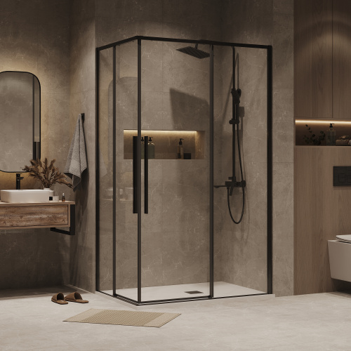 Душевой уголок Grossman Galaxy 300.K33.01.1190.42.00 110х90 стекло прозрачное профиль графит матовый без поддона - фото 3