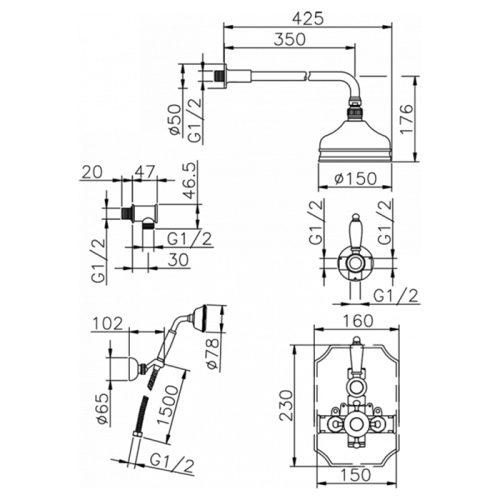 Душевая система Cisal Victorian 913.VT02H.CR встраиваемая хром - фото 2