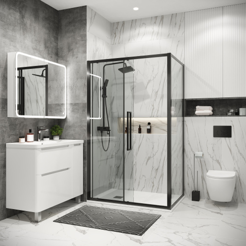 Душевой уголок Grossman Cosmo 120.K33.02.1070.42.00 100х70 стекло прозрачное профиль графит матовый без поддона - фото 5