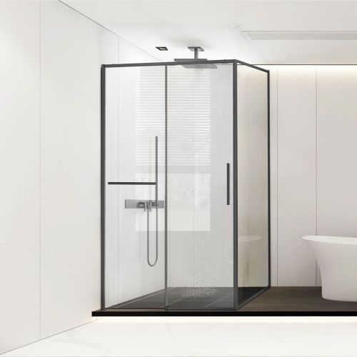 Душевой уголок Vincea Slim Soft VSR-1SS1015CLGM 150х100 стекло прозрачное профиль вороненая сталь без поддона