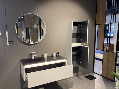 Шкаф-пенал Orka Lisbon 3001156 40х30х138 подвесной цвет серый матовый - фото 4