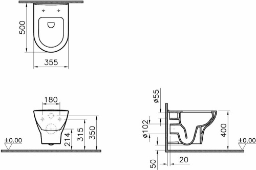 Унитаз подвесной Vitra Zentrum 5795B003-6077 белый с сиденьем микролифт безободковый смыв торнадо - фото 3