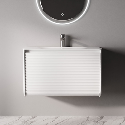 Тумба с раковиной+зеркало Art Decco Lucia (Люсия) ALC08W43S1M0 80x45x50 подвесная цвет белый - фото 4